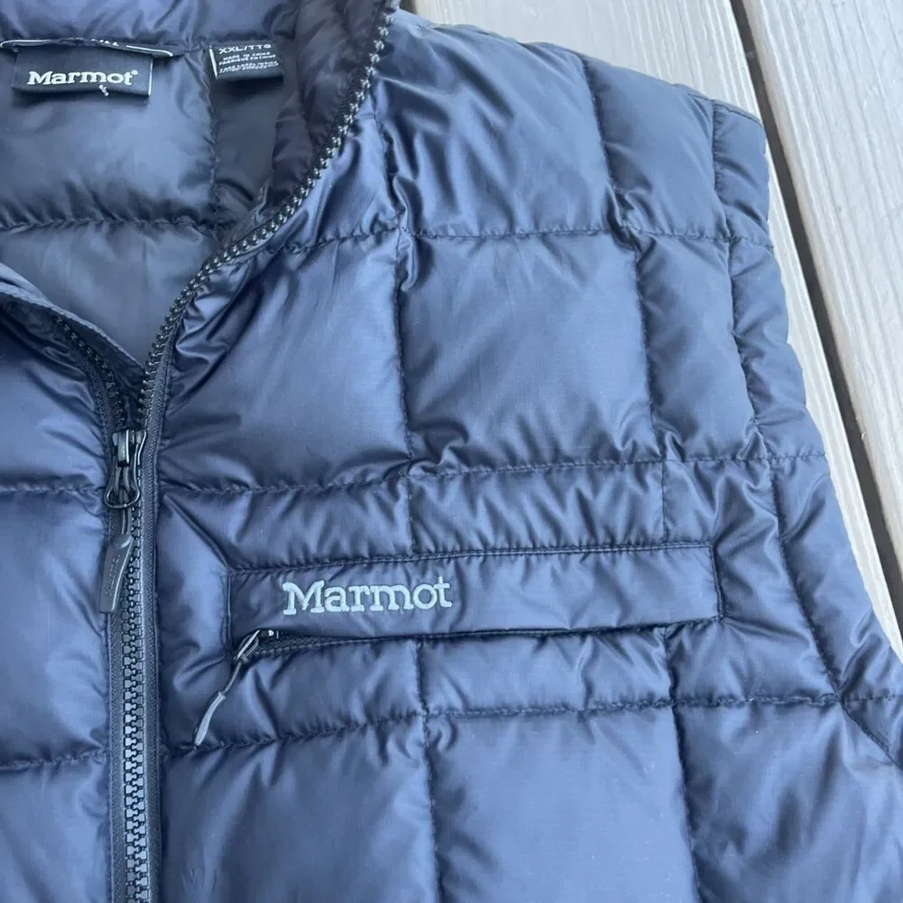 MARMOT Men's Highlander Down Winter Vest 700 Fill Front Pockets Black Size 2XL